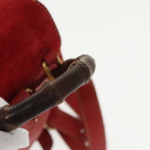 GUCCI Bamboo Backpack Suede Red Gold 003 58 0030 Auth bs19461 - Picture 7 of 16